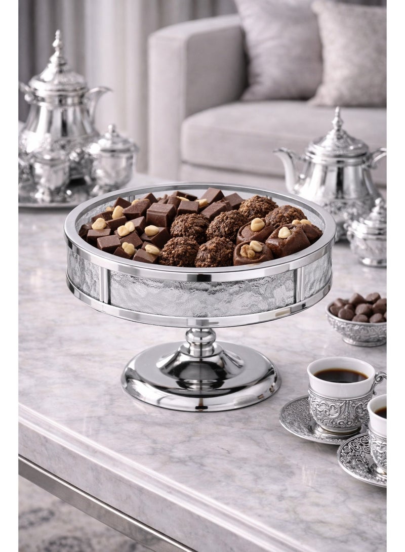 Dania ✨ Serving dish with a luxurious metal and glass base | 30×20 cm ✨ - Image 1